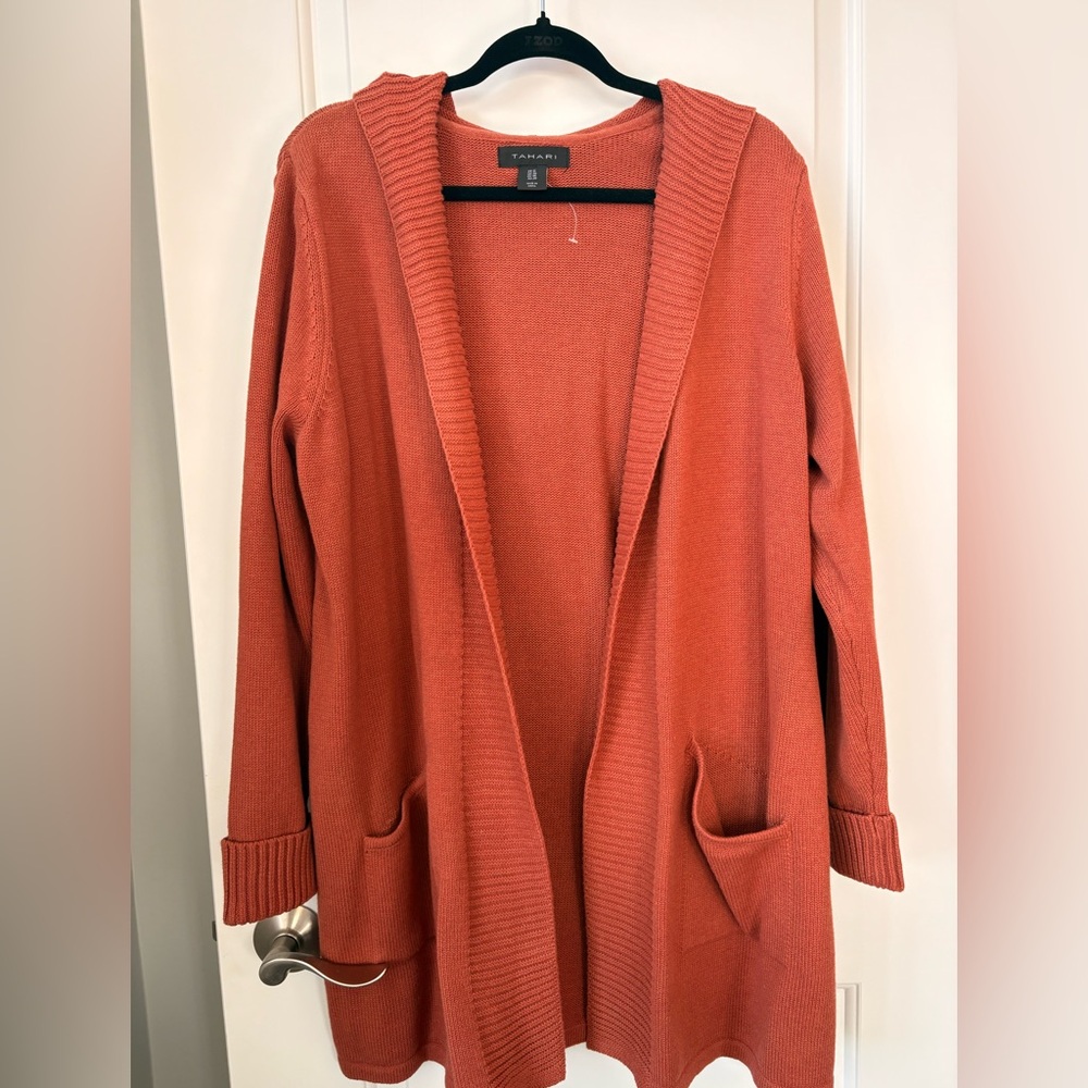 Tahari Women's Terracotta Open Cardigan